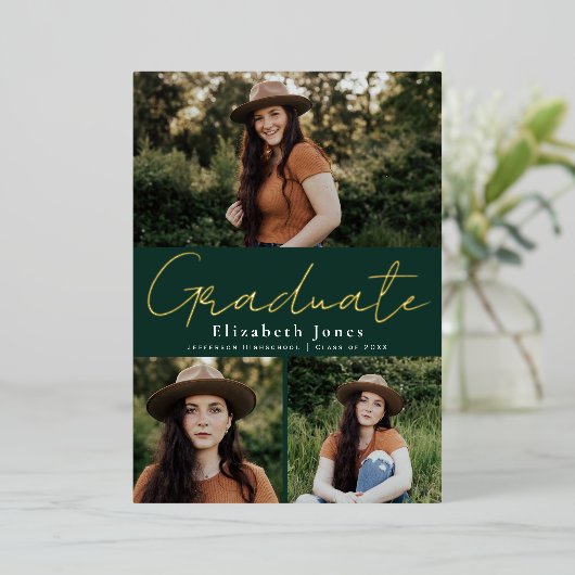 Faire-part de peinture à huile de script vert (Debout devant)