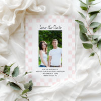 Faire-part de photo à damier rose Enregistrer la d