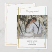 Faire part de photo avec cadre doré Save the Date (Devant / Derrière)
