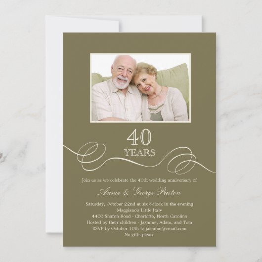 Faire-part de photo d'anniversaire Elegant Swirl - (Devant)