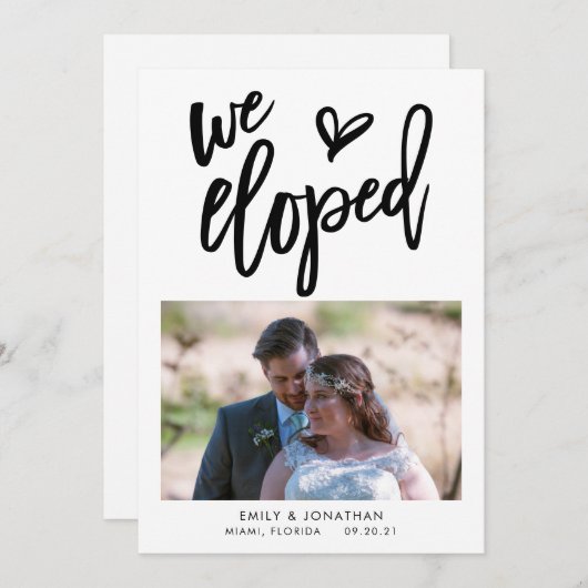 Faire-part de photo d'annonce de fuite en noir (Devant / Derrière)