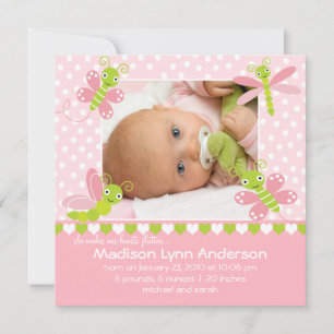 Faire-part de photo de bébé de flottement de coeur