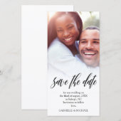 Faire-part de photo de date de mariage avec écritu (Devant / Derrière)