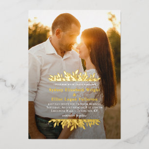 Faire-part de photo de mariage simple en feuille d