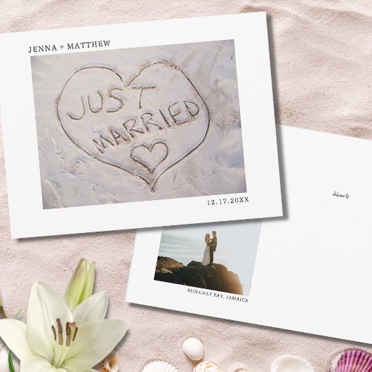 Faire-part de photo de mariage sur la plage