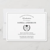 Faire-part de photo de remise de diplôme noir et b (Devant)