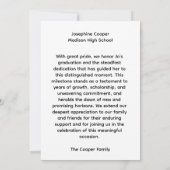 Faire-part de photo de remise de diplômes avec pre (Dos)