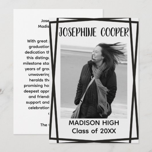 Faire-part de photo de remise de diplômes avec pre (Devant / Derrière)