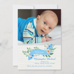 Faire-part de photo de ruban bleu