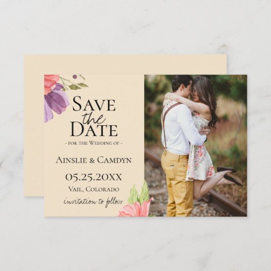 Faire-part de photo florale vaporeuse pour sauvega (Devant / Derrière)
