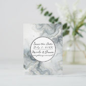 Faire-part de plage à l'aquarelle Bleu Gris & Or B (Debout devant)