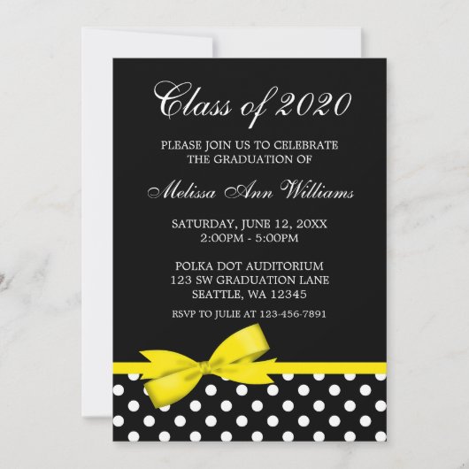 Faire-part de Pois de la Bow Jaune (Devant)