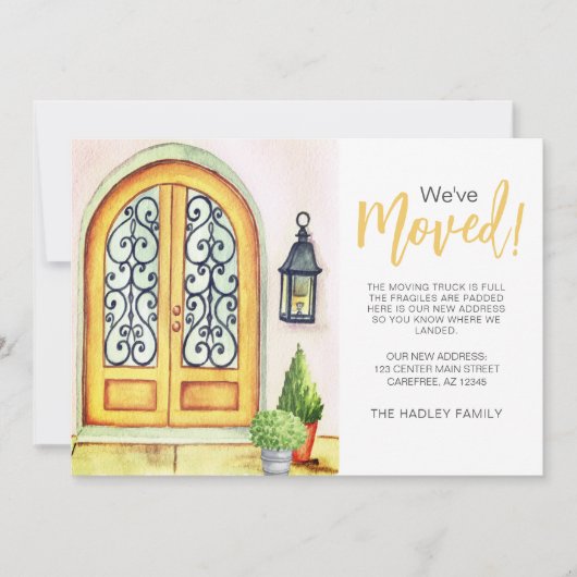 Faire-part de porte jaune sculpté (Devant)