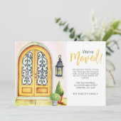 Faire-part de porte jaune sculpté (Debout devant)