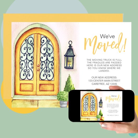 Faire-part de porte jaune sculpté