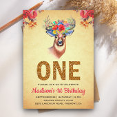 Faire-part de premier anniversaire Bohème Fleur Ru