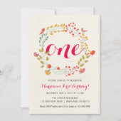 Faire-part de premier anniversaire de bébé Couronn (Devant)