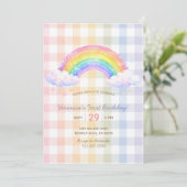 Faire-part de premier anniversaire Pastel Rainbow (Debout devant)