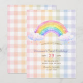 Faire-part de premier anniversaire Pastel Rainbow (Devant / Derrière)