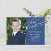 Faire-part de première communion écriture stylée - (Debout devant)