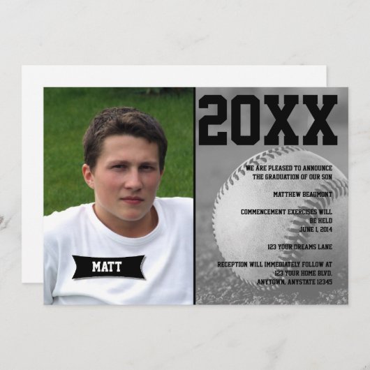 Faire-part de qualification de base-ball (Devant / Derrière)