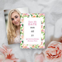 Faire-part de Quinceañera modifiable Floral Chic R