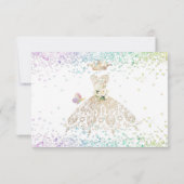 Faire-part de Quinceanera tenue or blanc (Dos)