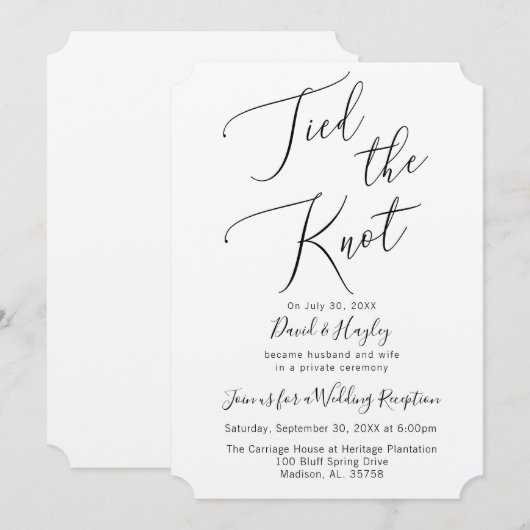 Faire-Part de Réception de Mariage (Devant / Derrière)