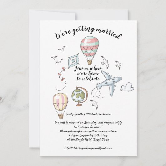 Faire-part de réception de mariage - Après une fug (Devant)