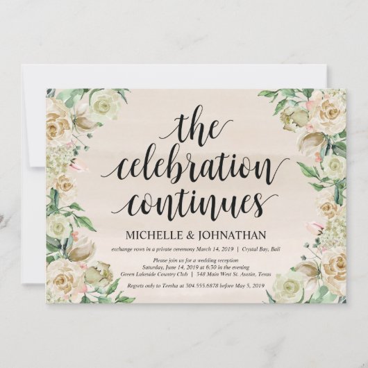 Faire-part de réception de mariage après une fugue (Devant)