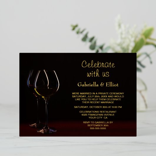 Faire-part de réception de mariage au verre à cham (Debout devant)