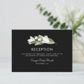 Faire-part de réception de mariage aux fleurs blan (Debout devant)