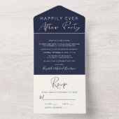 Faire-part de réception de mariage bleu marine élé (À l'intérieur)