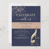 Faire-part de réception de mariage bleu marine et  (Devant)