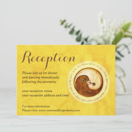 Faire-part de RÉCEPTION DE MARIAGE. Colombes YinYa (Debout devant)