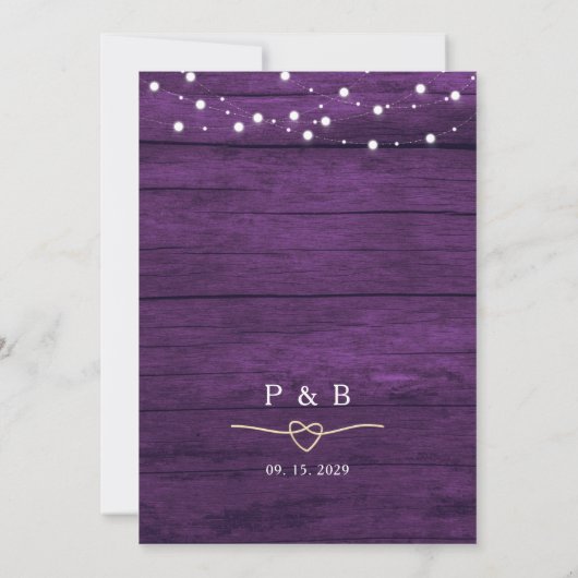 Faire-part de réception de mariage en bois violet (Dos)