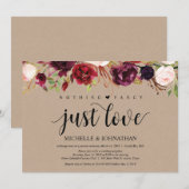 Faire-part de réception de mariage en kraft floral (Devant / Derrière)