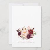 Faire-part de réception de mariage floral burgundy (Dos)