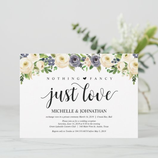 Faire-part de réception de mariage floral Élégance (Debout devant)