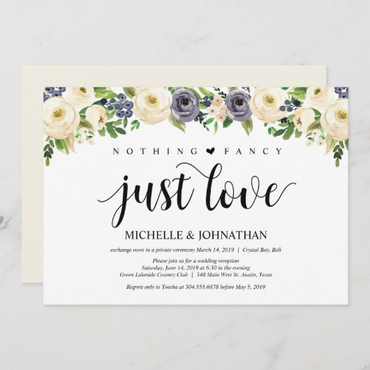 Faire-part de réception de mariage floral Élégance (Devant / Derrière)