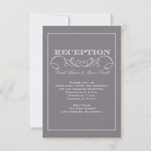 Faire-part de réception de mariage gris chic moder (Devant)