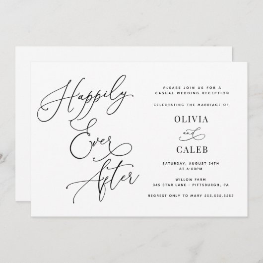 Faire-Part de Réception de Mariage Heureux pour To (Devant / Derrière)