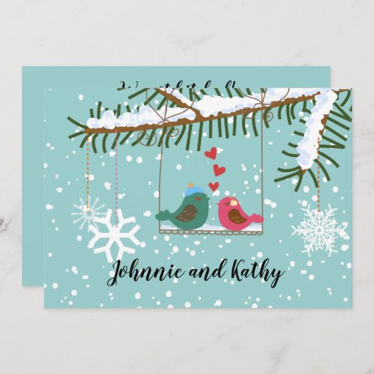 Faire-part de réception de mariage hivernal avec o (Devant / Derrière)