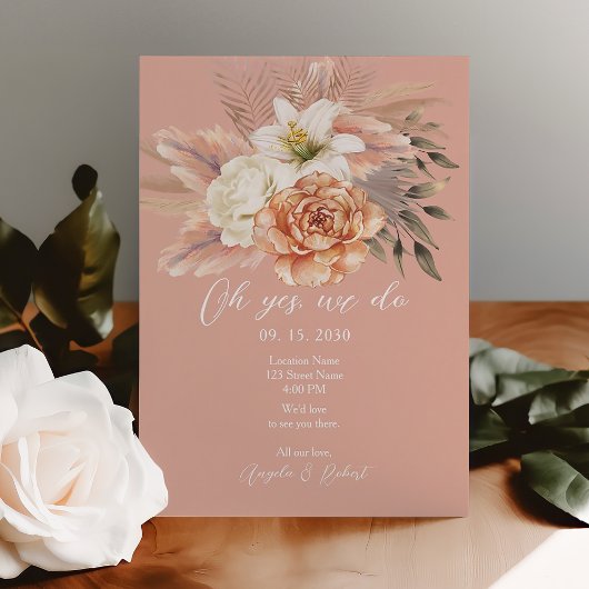 Faire-part de réception de mariage intime aux fleu