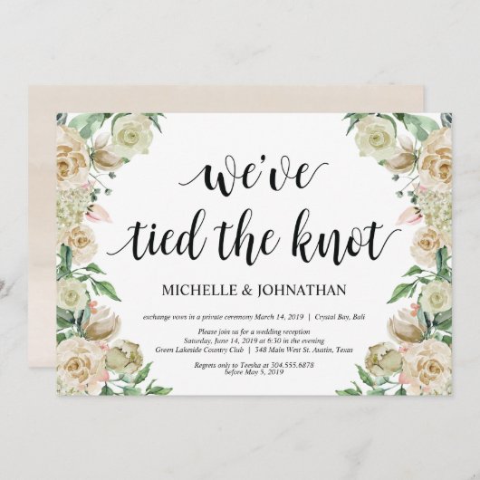 Faire-part de réception de mariage intime de print (Devant / Derrière)