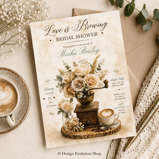 Faire-Part de Réception de Mariage Love Is Brewing