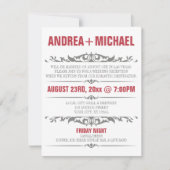 Faire-part de réception de mariage Merlot & Gris (Devant)