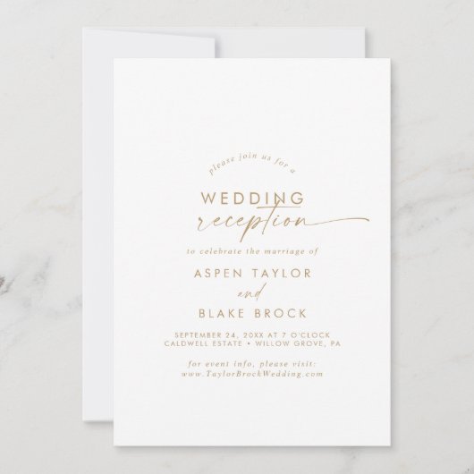 Faire-part de réception de mariage moderne en écri (Devant)