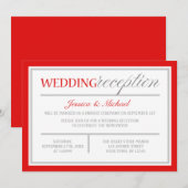 Faire-part de réception de mariage modernes rouges (Devant / Derrière)