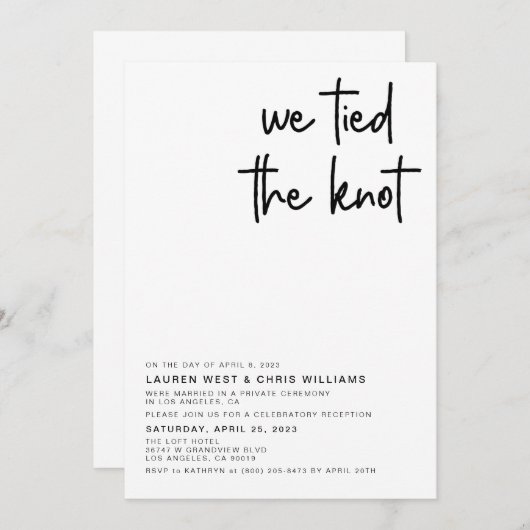 Faire-Part de Réception de Mariage Nous Nous Somme (Devant / Derrière)